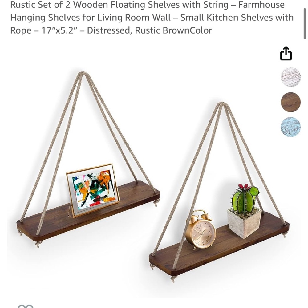 🛑 SOLD 🛑  2 x Rustic Brown Floating Shelves